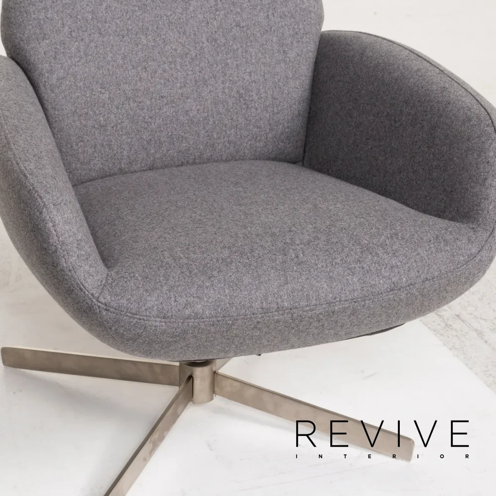 BoConcept Athena Stoff Sessel inkl. Hocker Grau Relaxsessel Funktion Relaxfunktion #12859