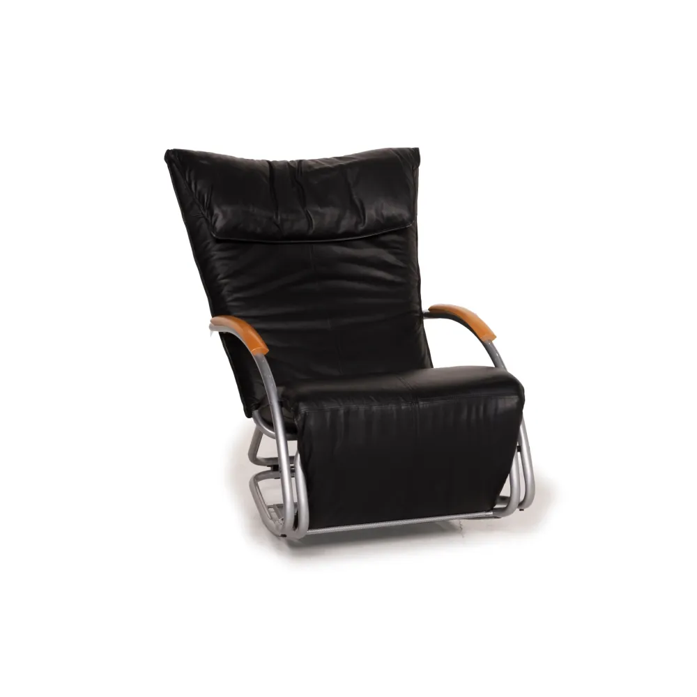 Bonaldo Swing Leder Sessel Schwarz Schaukelstuhl Relaxfunktion Liege Funktion