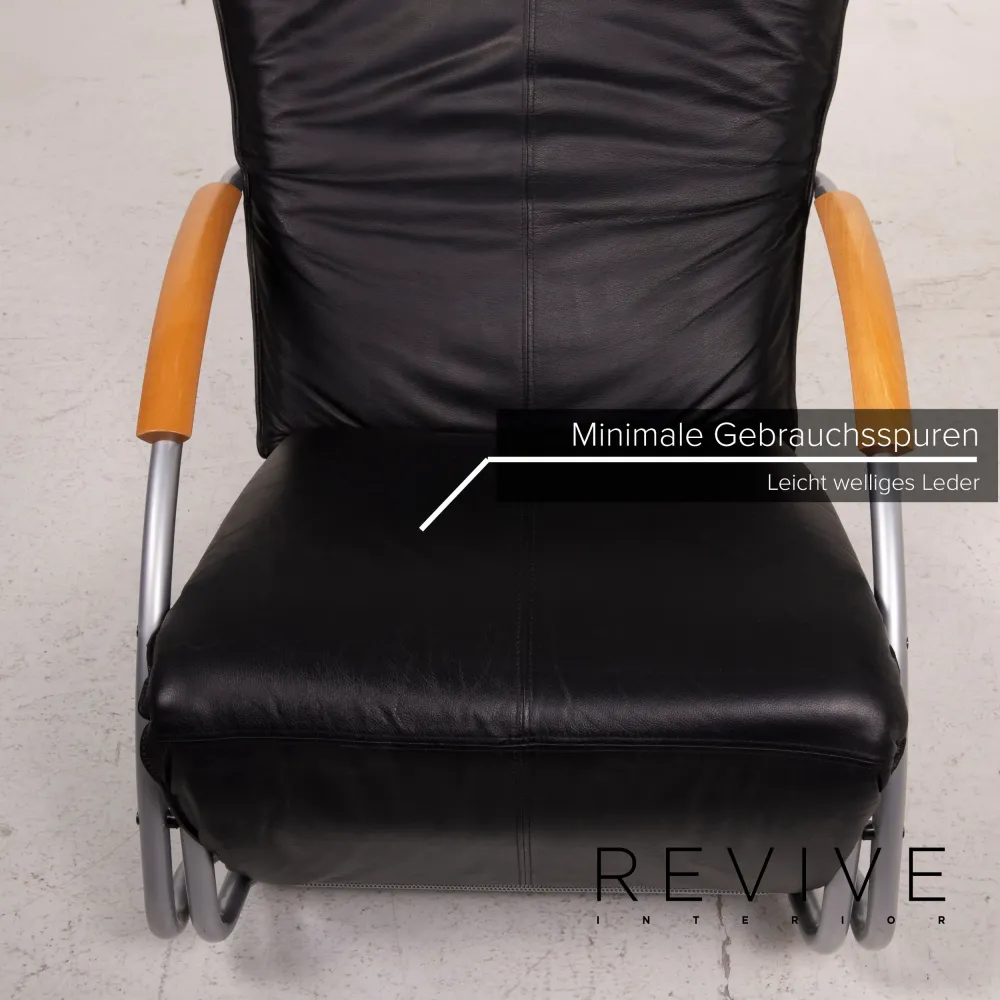 Bonaldo Swing Leder Sessel Schwarz Schaukelstuhl Relaxfunktion Liege Funktion