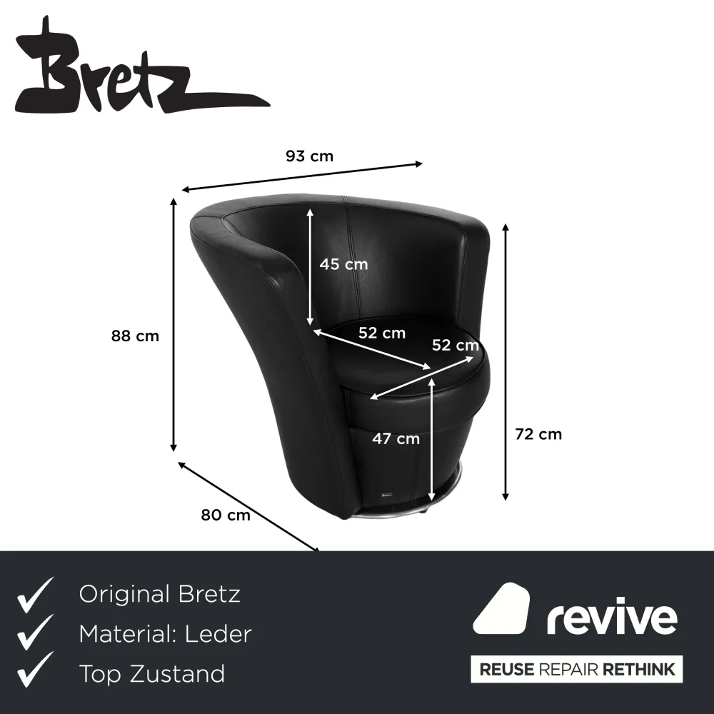 Bretz EVES ISLAND Leder Sessel Schwarz