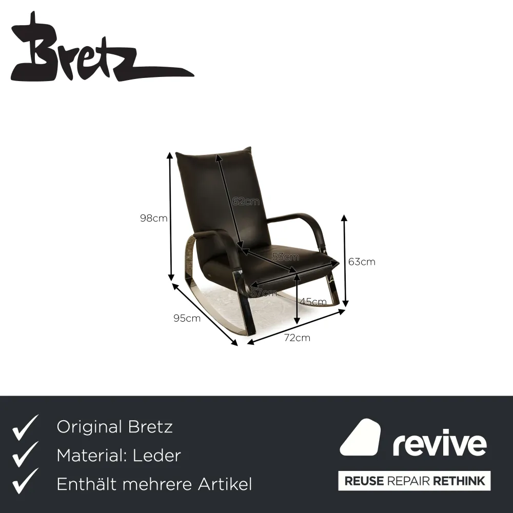 Bretz Highland B132 Leder Sessel Garnitur Schwarz 2x Sessel Schaukelstuhl