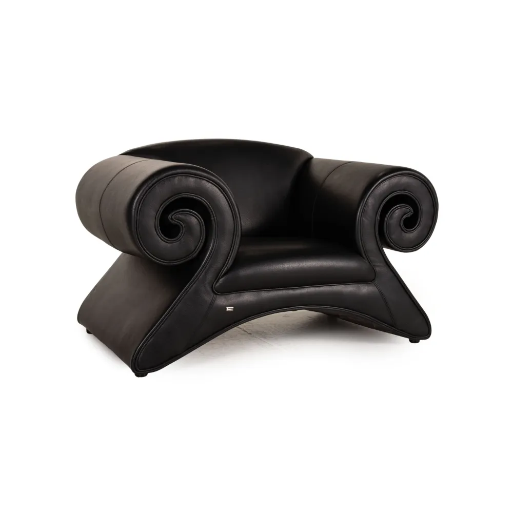 Bretz Mammut Leder Sessel Schwarz Armlehnstuhl