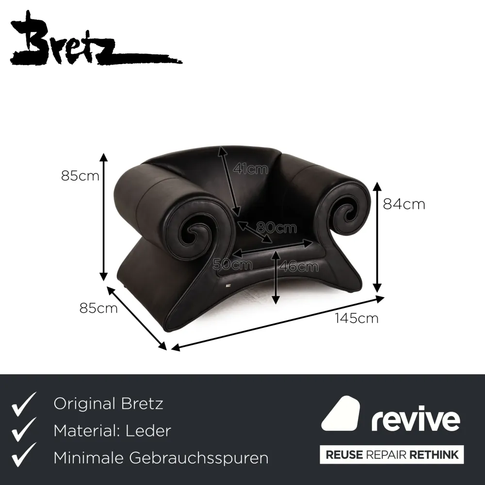 Bretz Mammut Leder Sessel Schwarz Armlehnstuhl