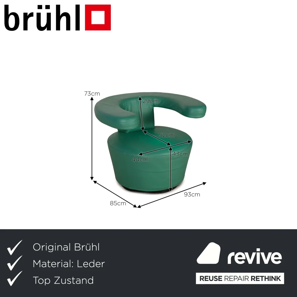 Brühl Big Arm Leder Sessel Grün Drehfunktion