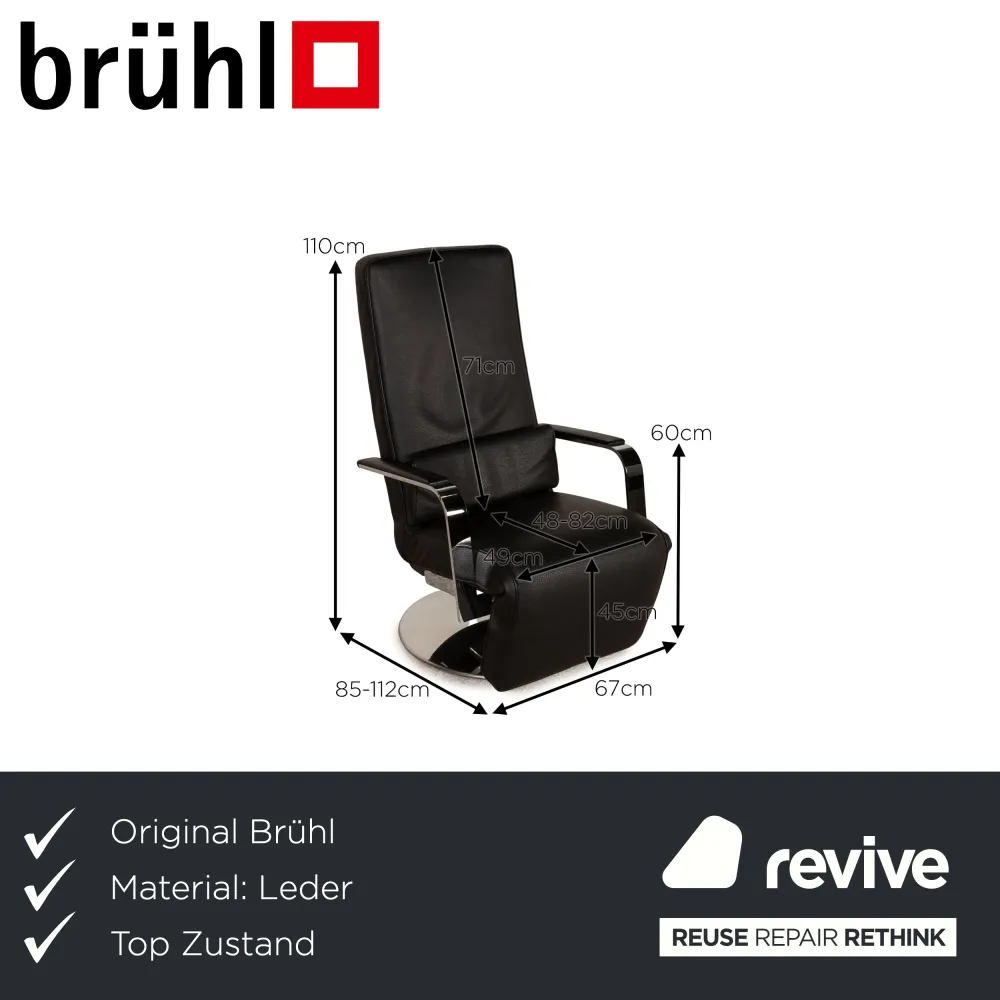 Brühl Dave Leder Sessel Schwarz Funktion Relaxfunktion