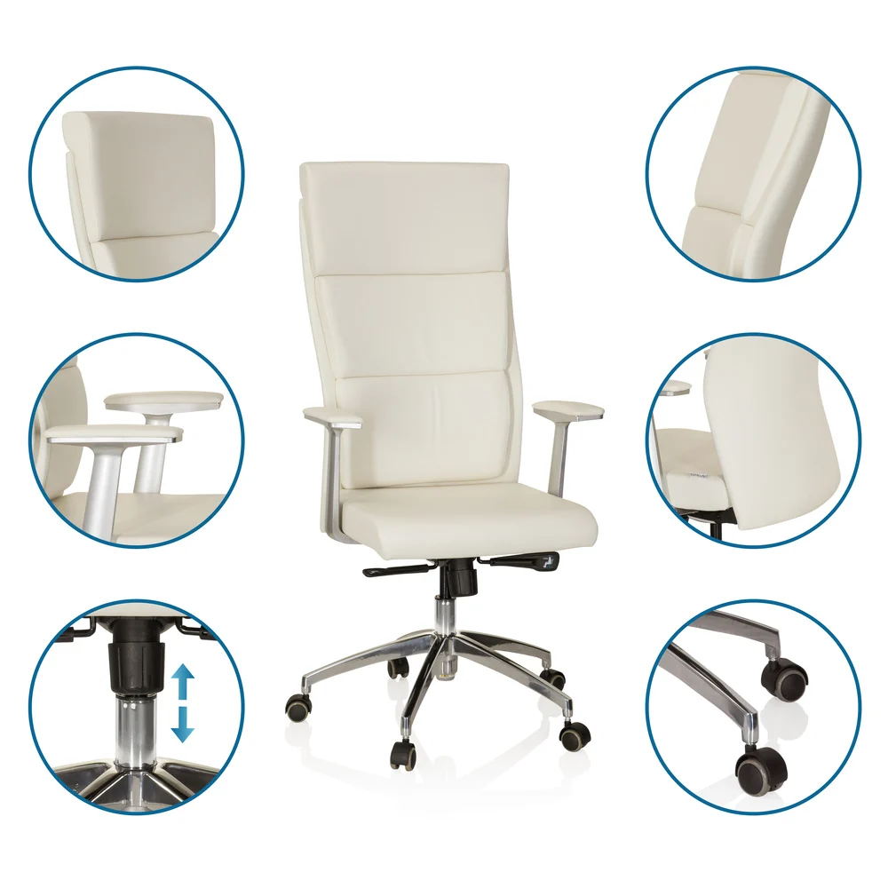 B-Ware Hjh Office Bürostuhl Chefsessel Monza 20 Leder Elfenbein Sessel Möbel Stuhl