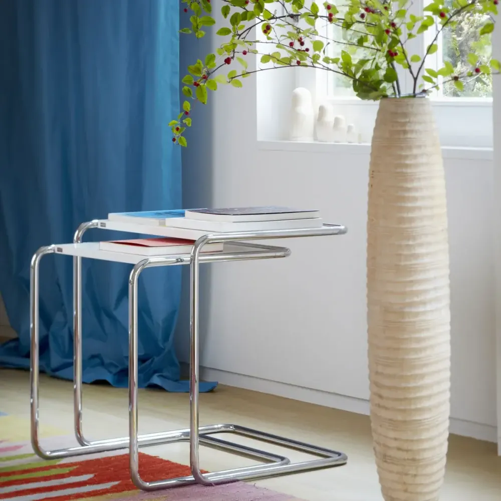 B-Ware Thonet Satztisch Set Beistelltisch Tisch B 97 Chrom Reinweiß Ral 9010 Set