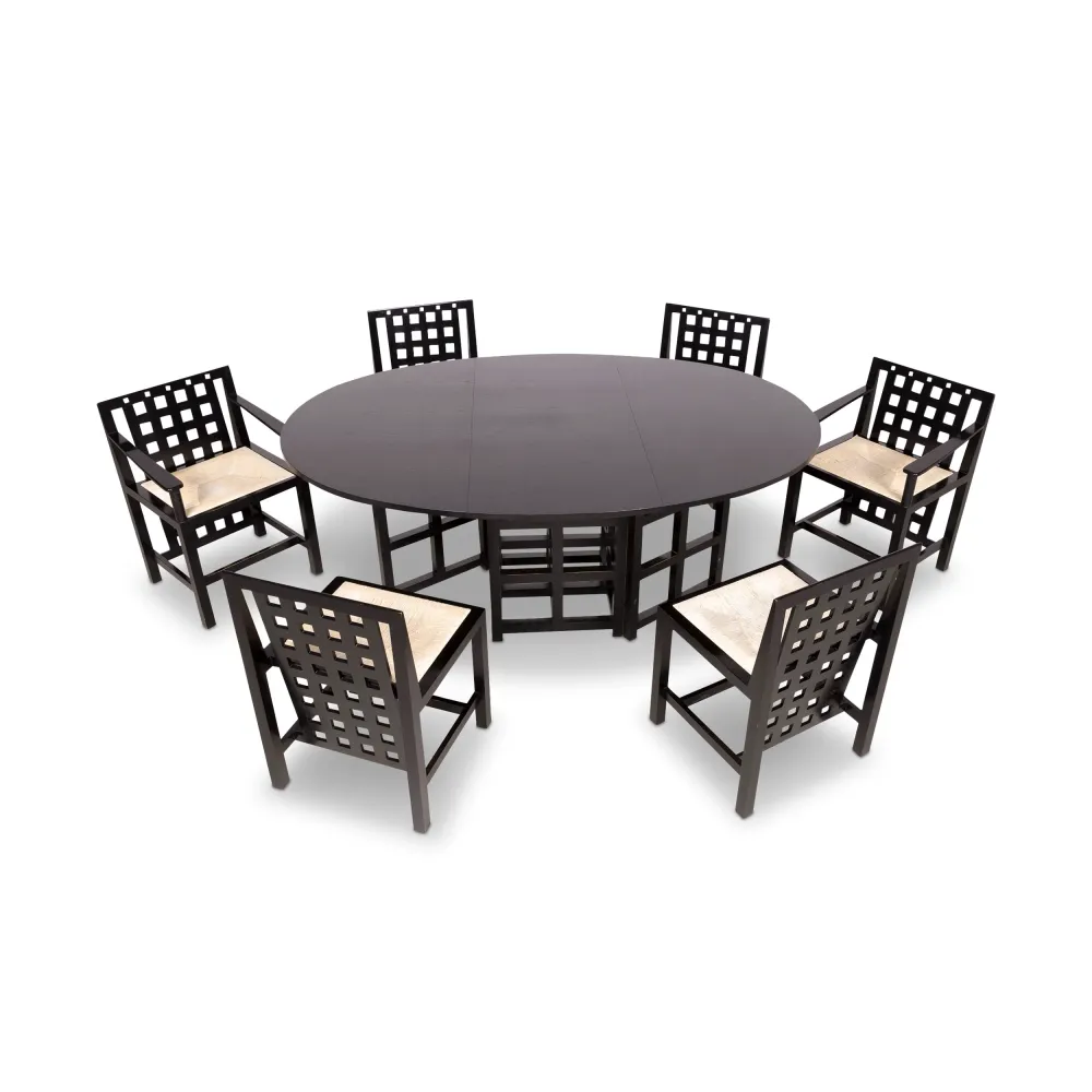 Cassina d.s. 1/d.s. 3 Holz Esstisch Garnitur Schwarz Stuhl Sessel Tisch #8379