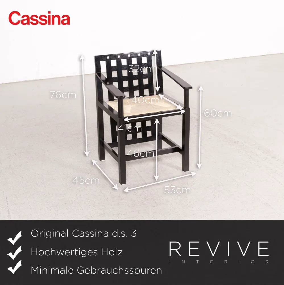 Cassina d.s. 1/d.s. 3 Holz Esstisch Garnitur Schwarz Stuhl Sessel Tisch #8379