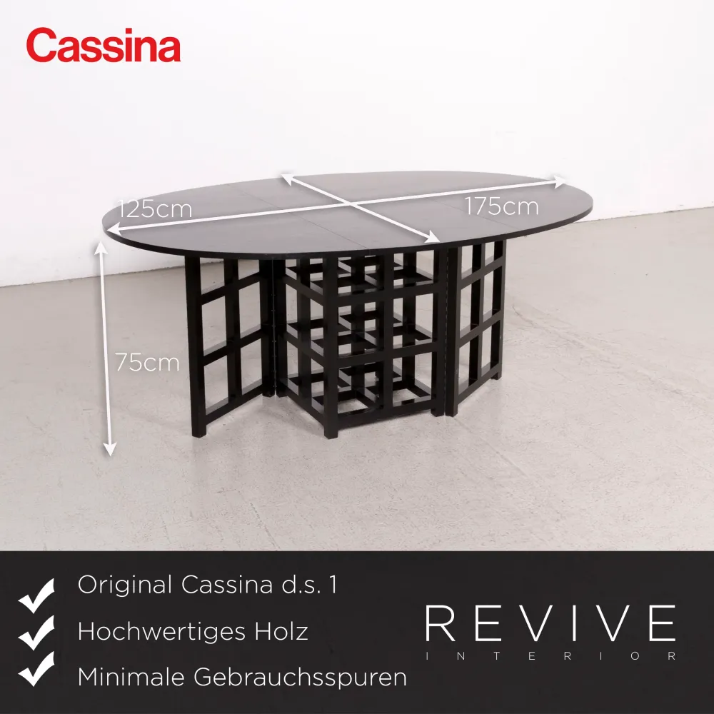Cassina d.s. 1/d.s. 3 Holz Esstisch Garnitur Schwarz Stuhl Sessel Tisch #8379