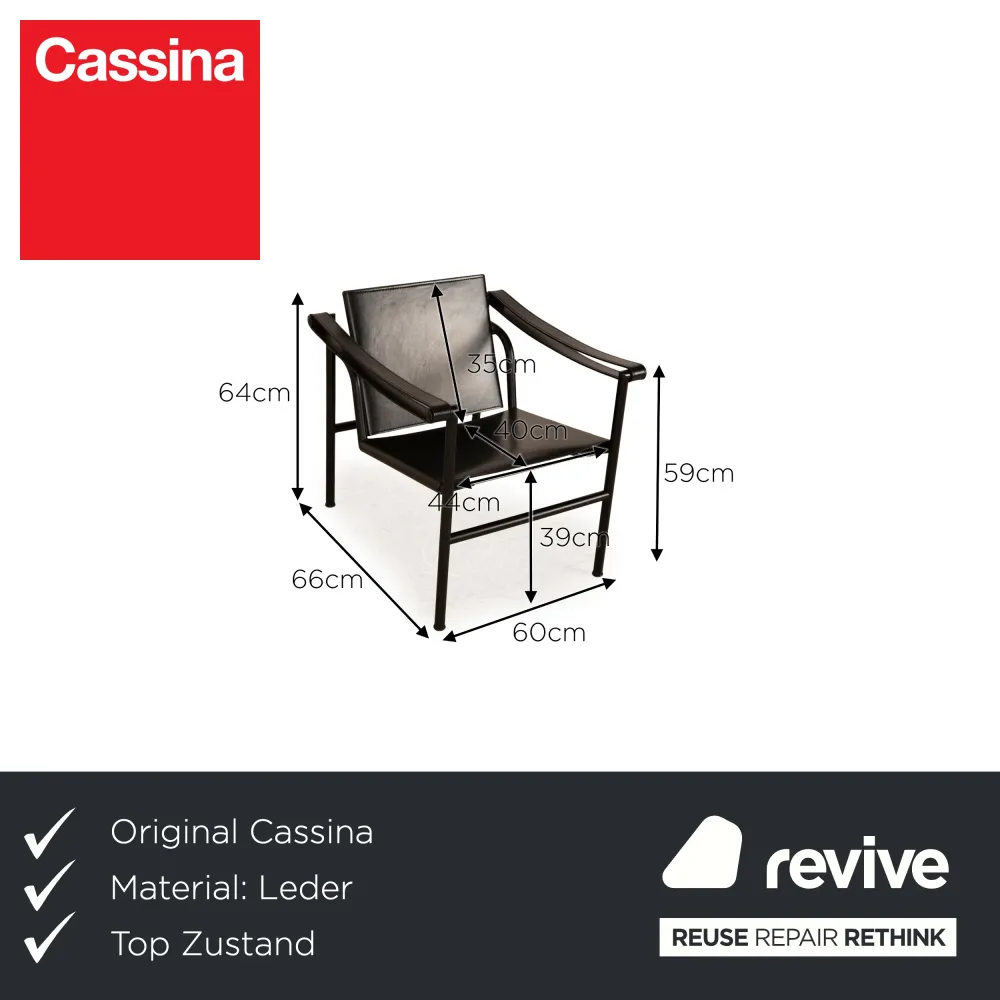 Cassina Le Corbusier LC 1 Leder Sessel Bauhaus Schwarz
