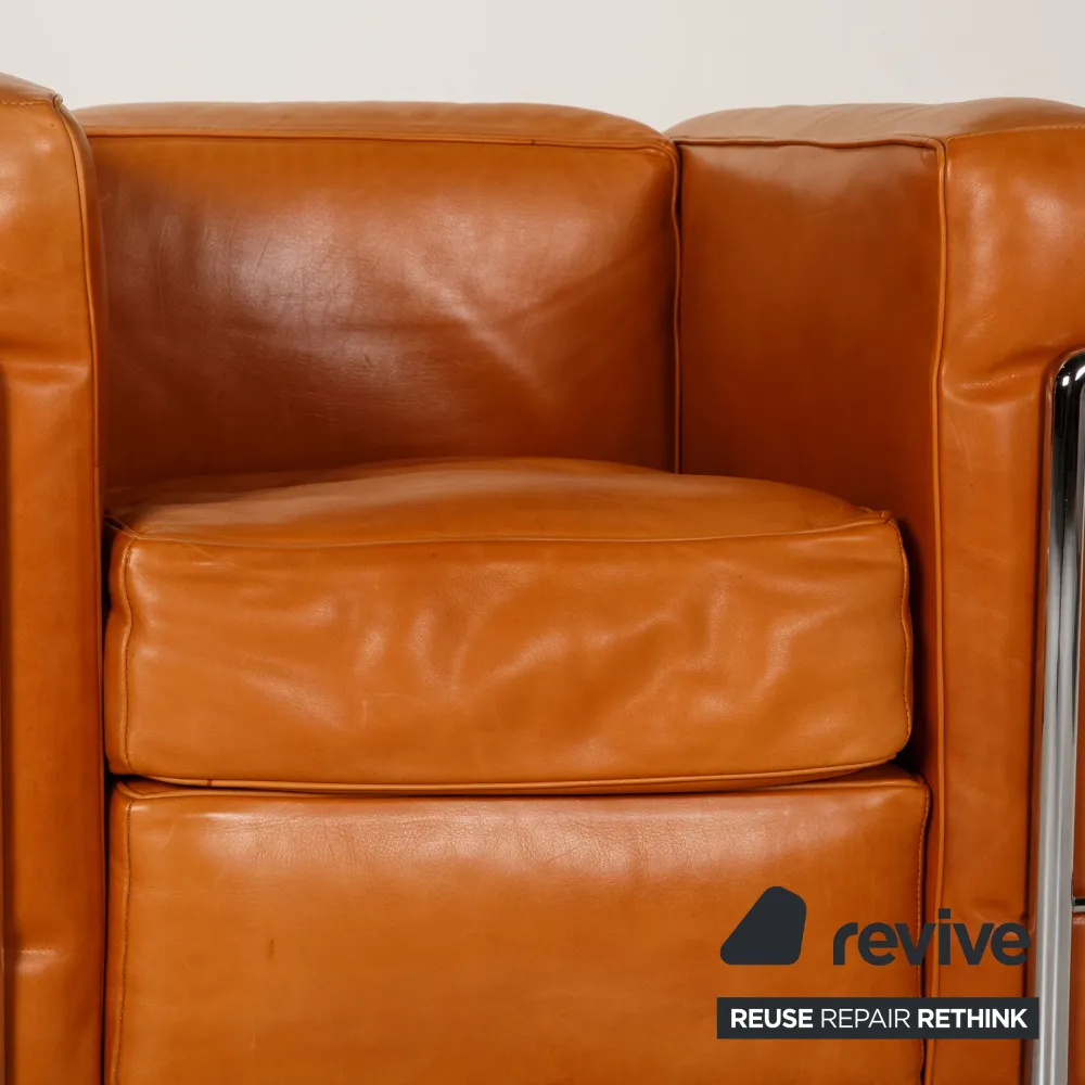 Cassina Le Corbusier LC 2 Leder Sessel Garnitur Cognac