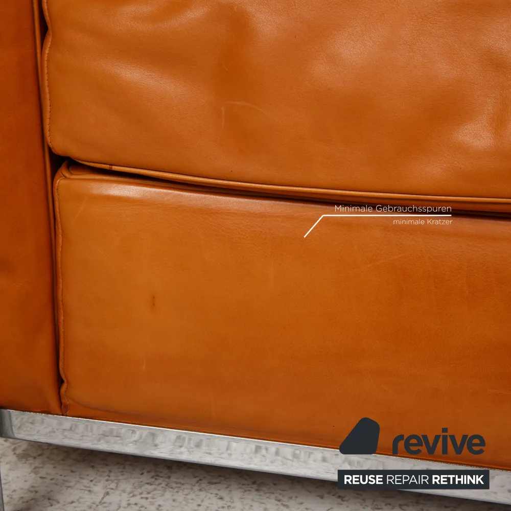 Cassina Le Corbusier LC 2 Leder Sessel Garnitur Cognac