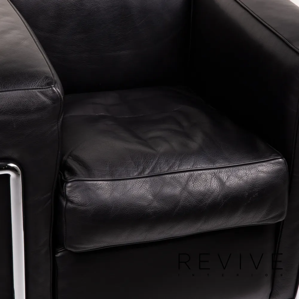 Cassina Le Corbusier LC 2 Leder Sessel Schwarz #14757