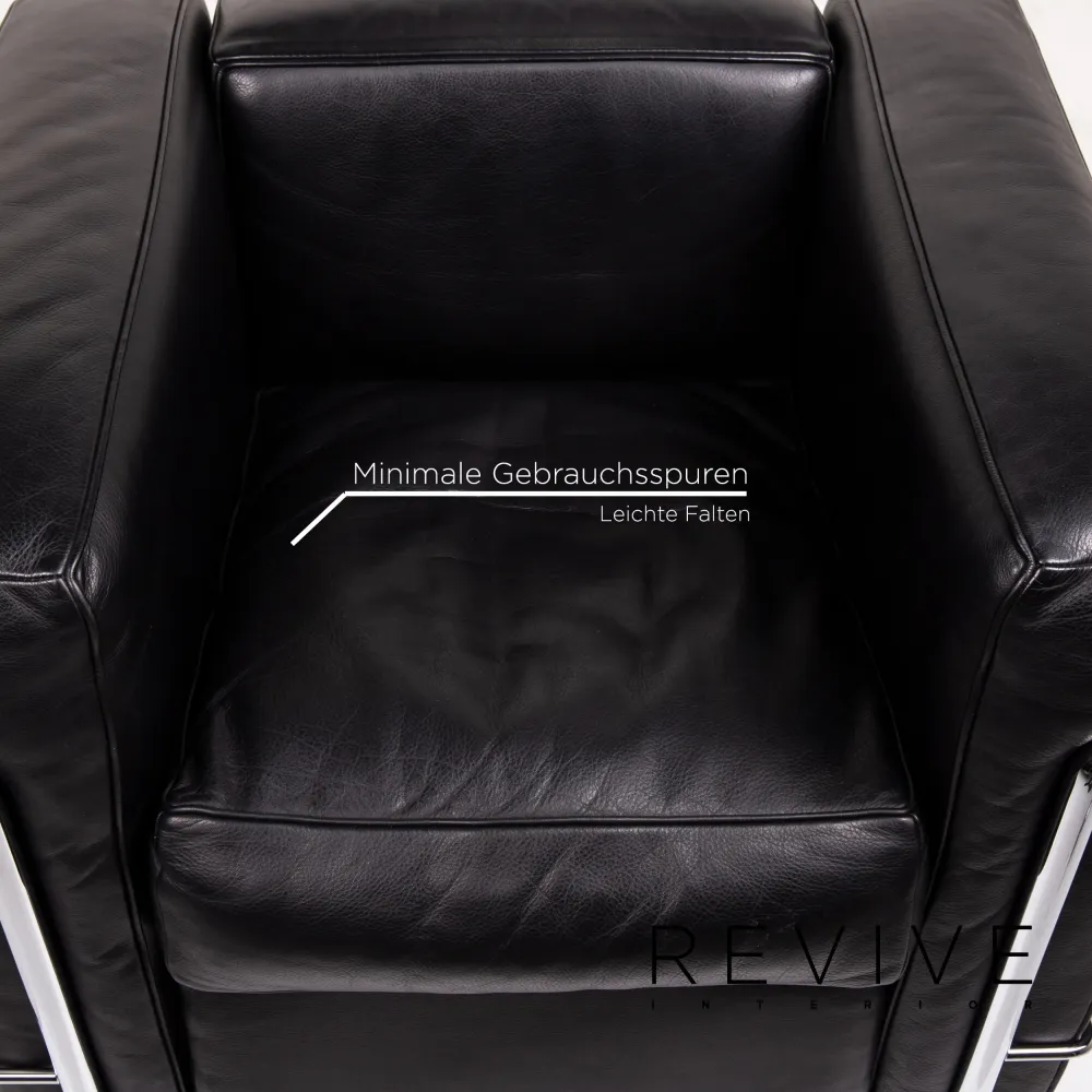 Cassina Le Corbusier LC 2 Leder Sessel Schwarz #14757