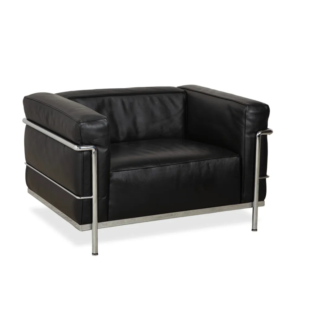 Cassina LC 3 Leder Sessel Schwarz