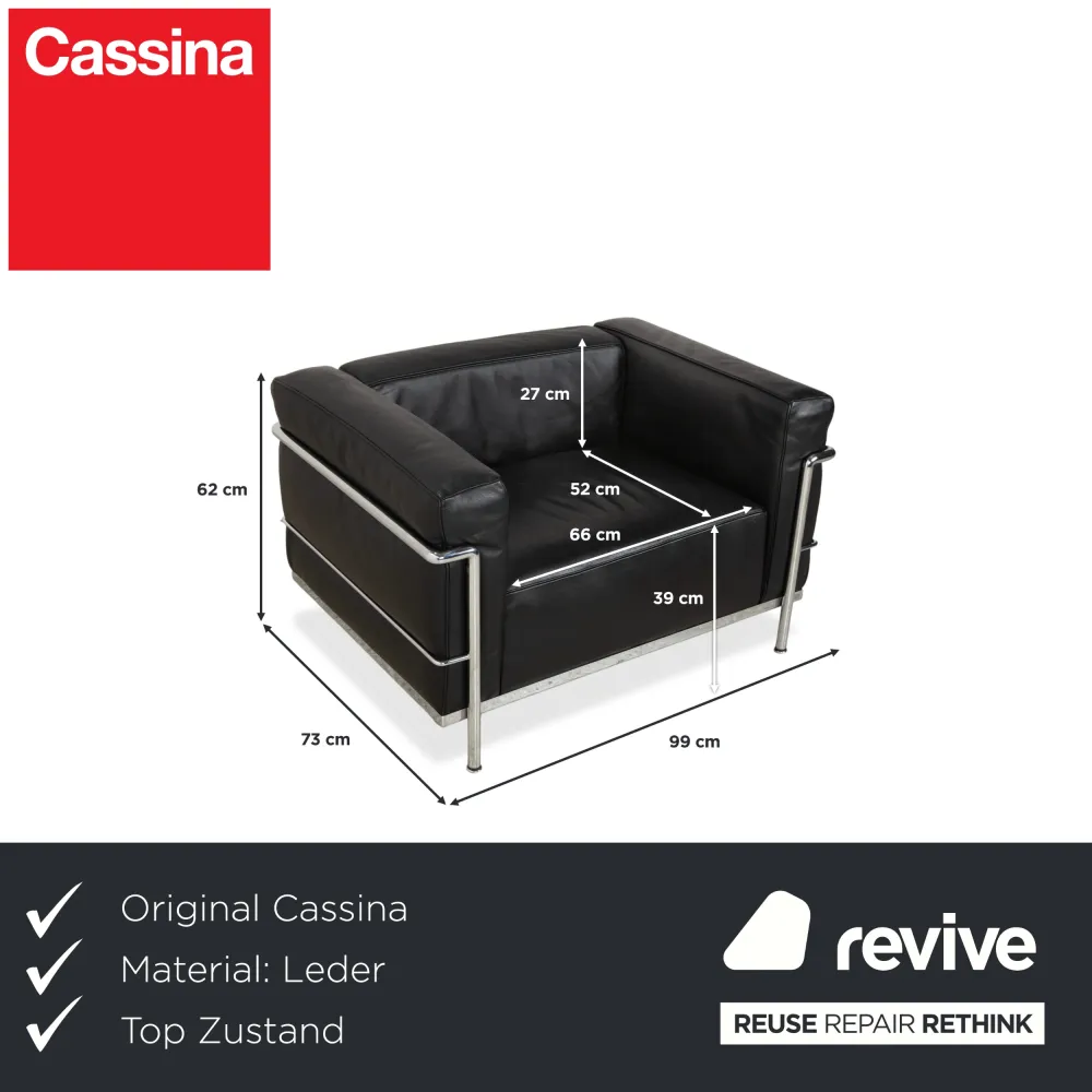 Cassina LC 3 Leder Sessel Schwarz