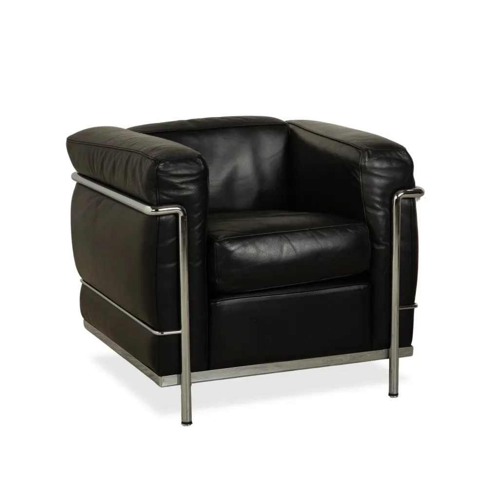 Cassina LC 2 Leder Sessel Schwarz Le Corbusier Chrom