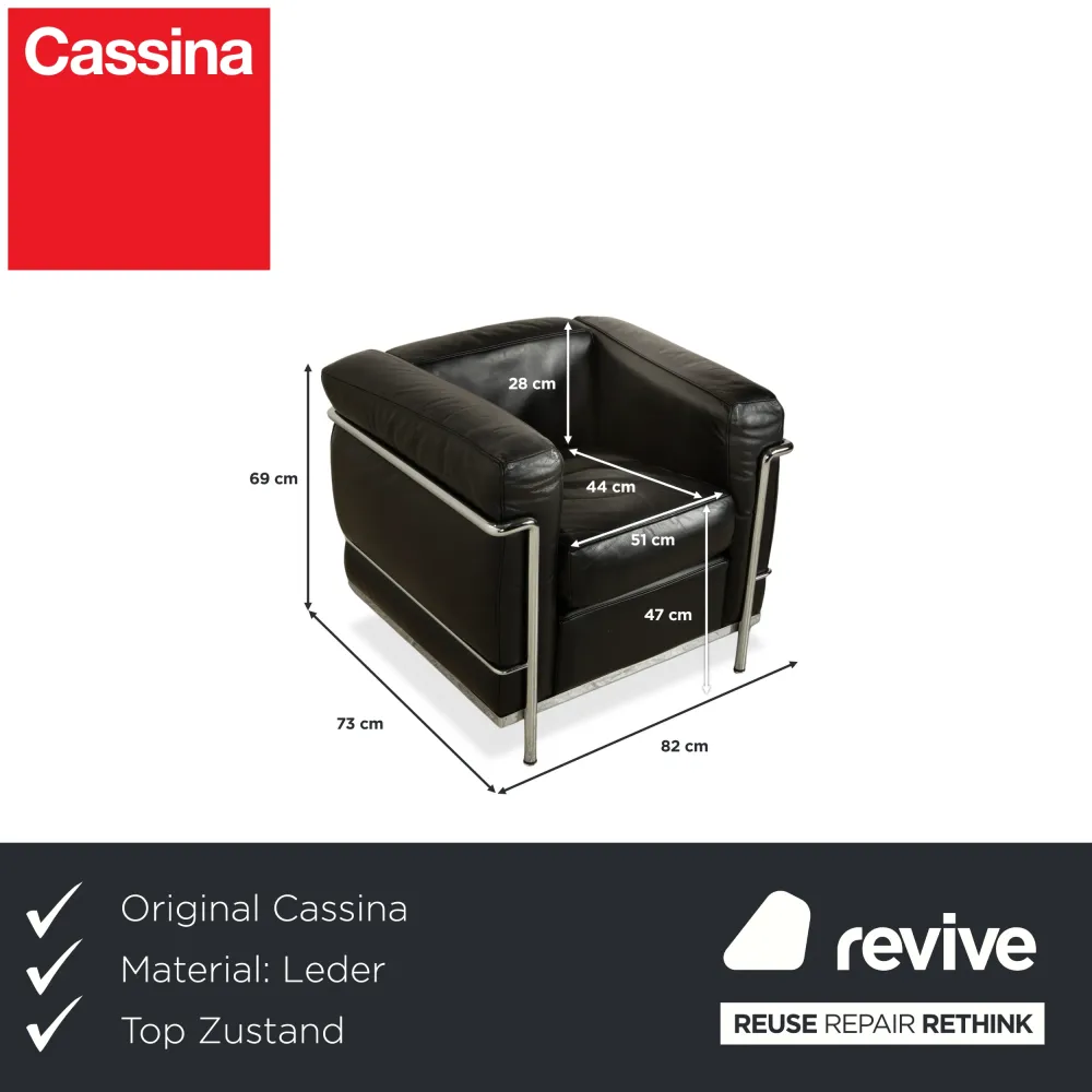 Cassina LC 2 Leder Sessel Schwarz Le Corbusier Chrom