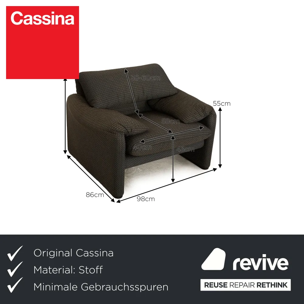 Cassina Maralunga Stoff Sessel Grau manuelle Funktion