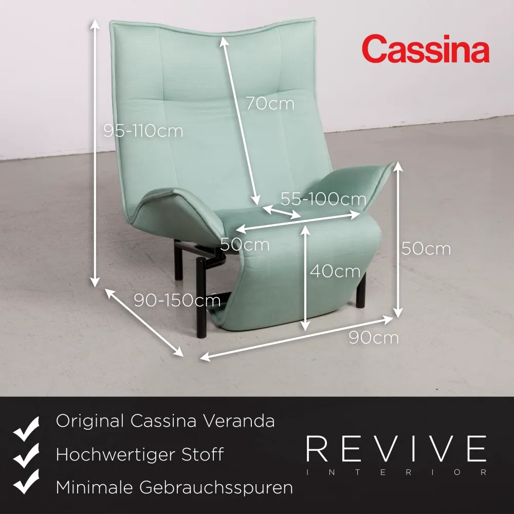 Cassina Veranda Stoff Sessel Garnitur Vico Magistretti Türkis Stuhl Funktion Liege #7705