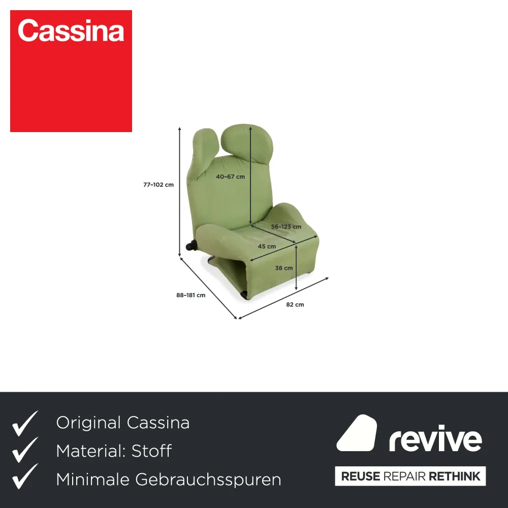 Cassina Wink Stoff Sessel Grün manuelle Funktion