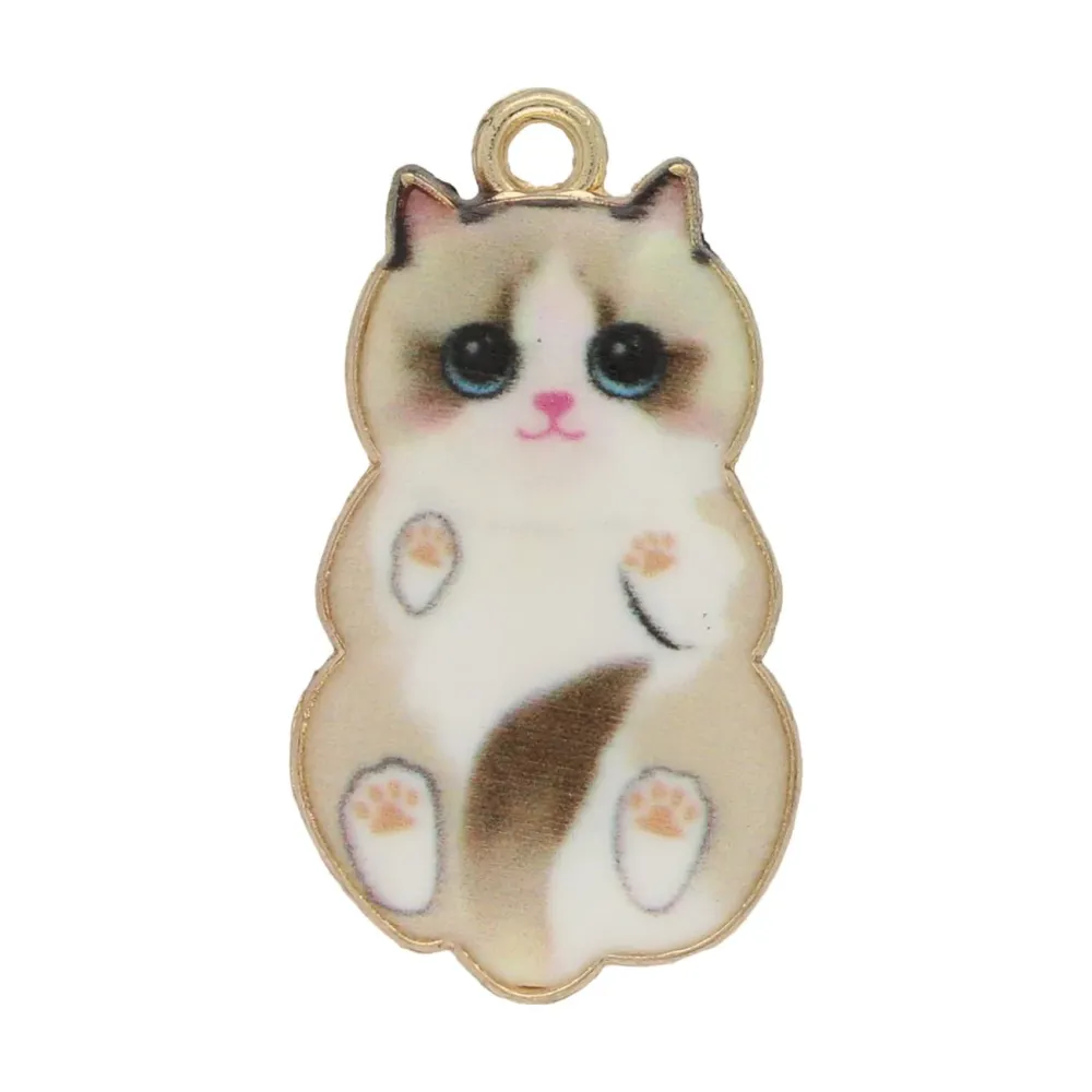 Charm / Anhänger “Katze” - Gold/hellbraun