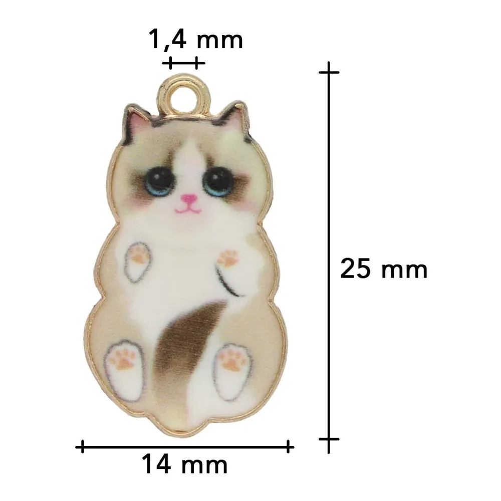 Charm / Anhänger “Katze” - Gold/hellbraun