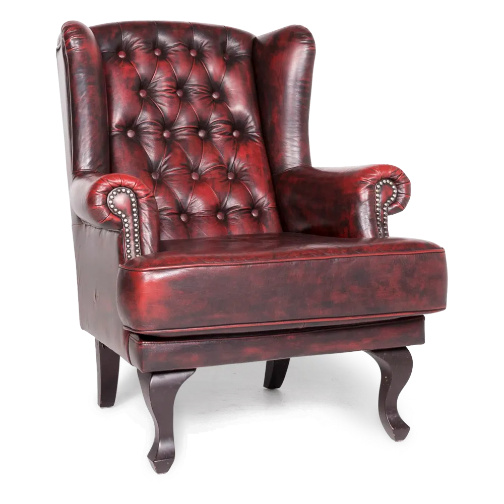 Chesterfield Leder Sessel Rot Echtleder Stuhl Vintage Retro #8560