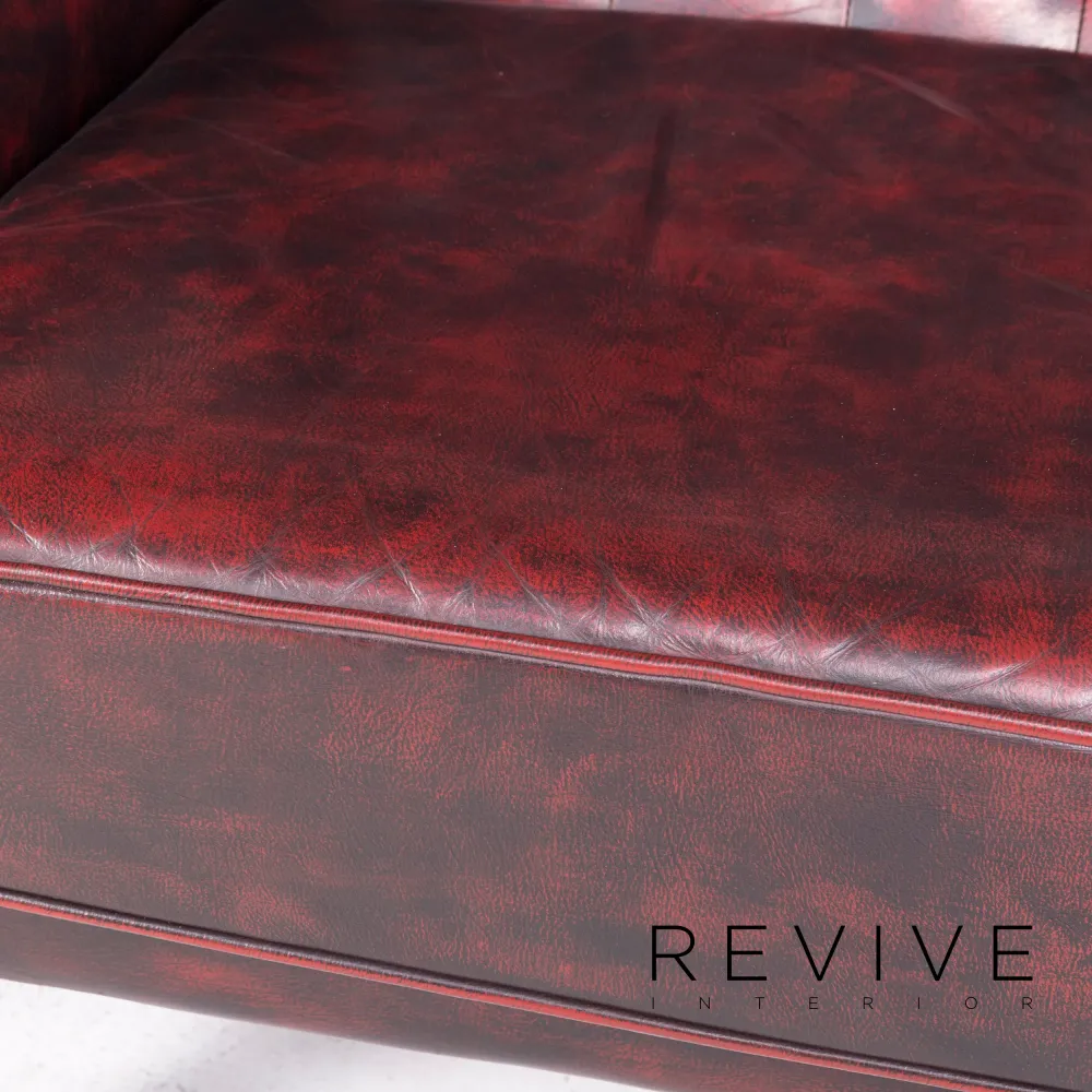 Chesterfield Leder Sessel Rot Echtleder Stuhl Vintage Retro #8560