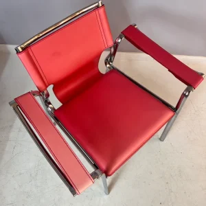 Chrom-Sessel rot aus Dänemark