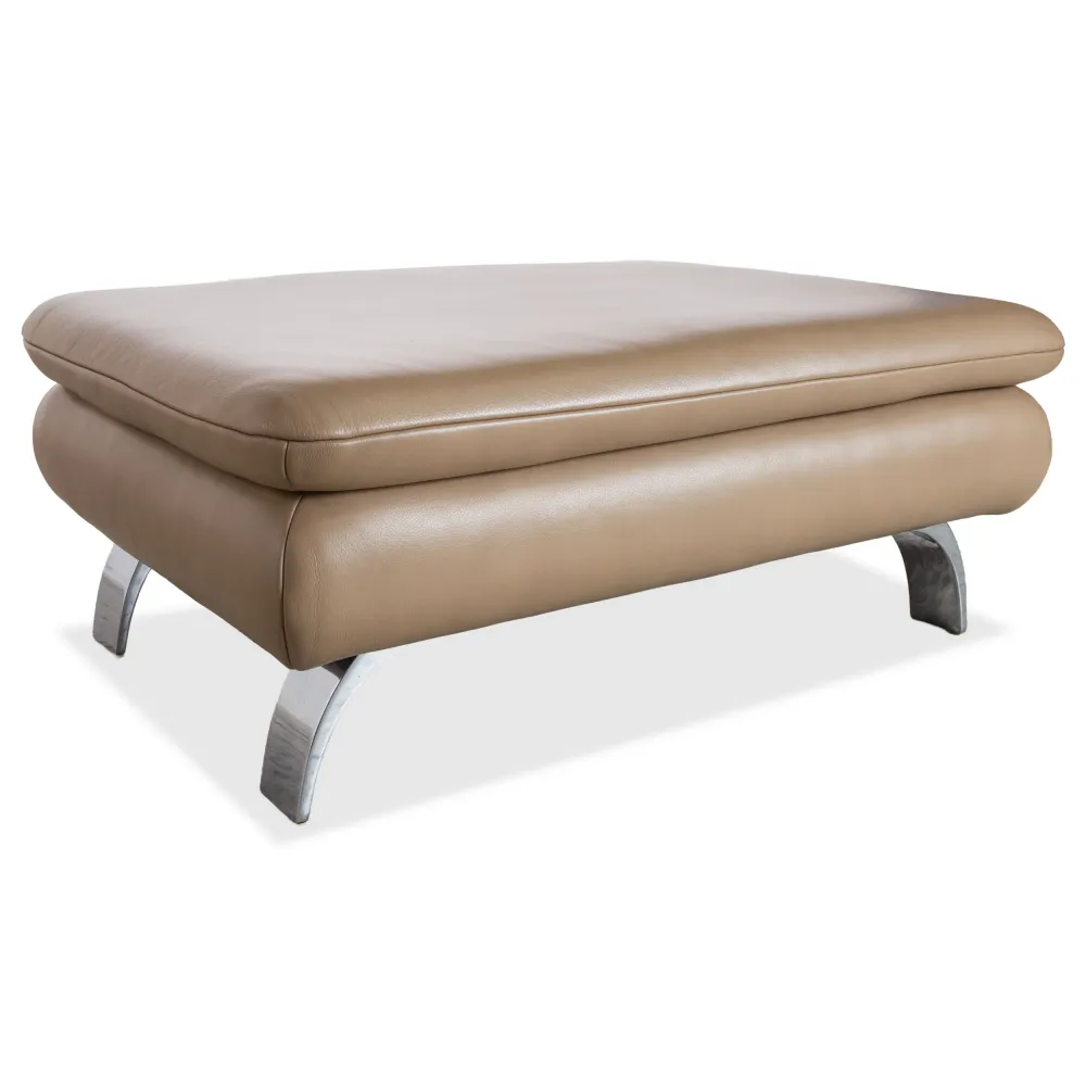 Contur Rodrigo Leder Hocker Hellbraun Creme Mokka