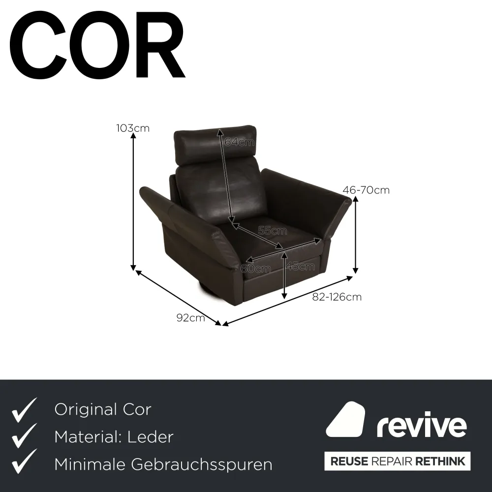 Cor Conseta Leder Sessel Grau Funktion