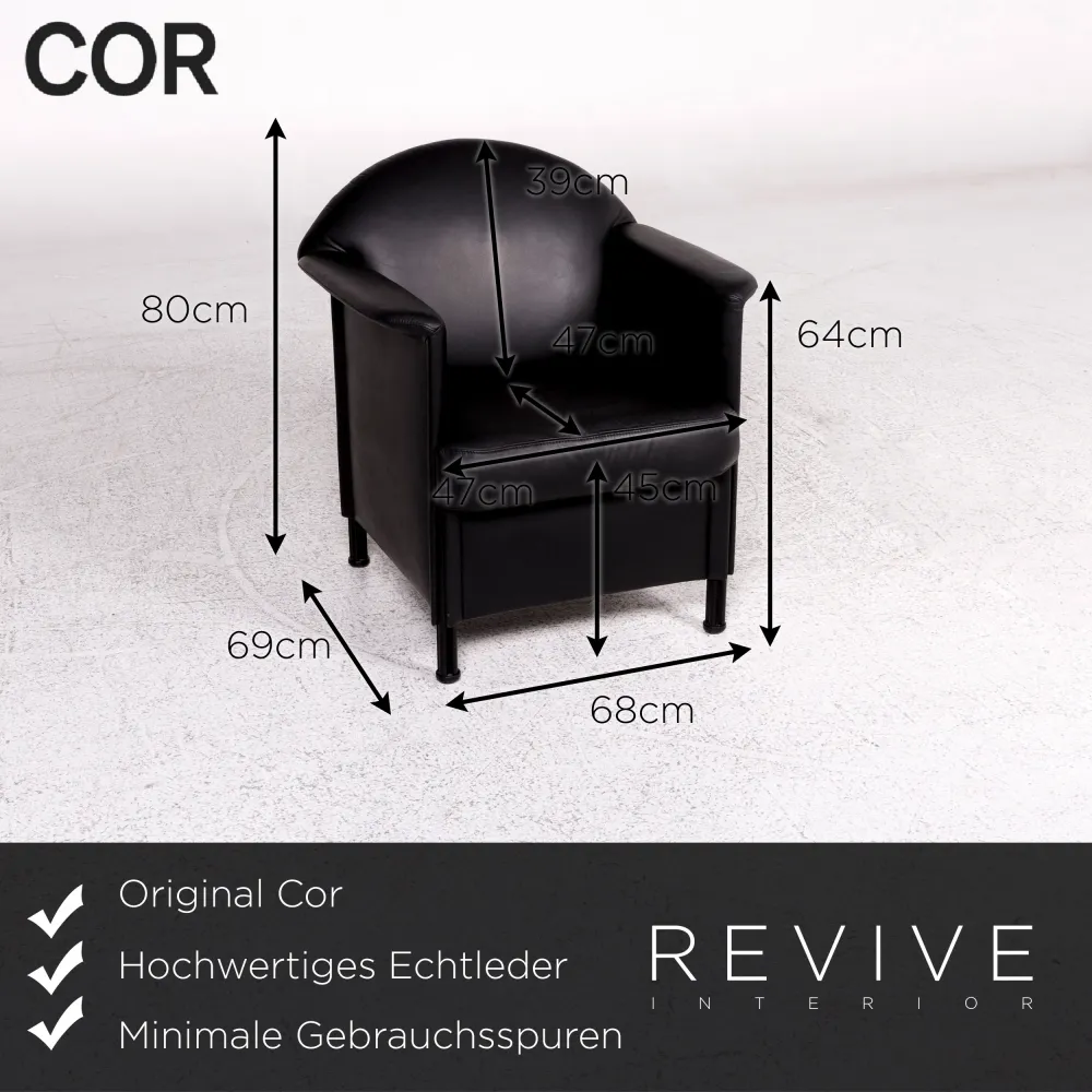 Cor Leder Sessel Schwarz #10154