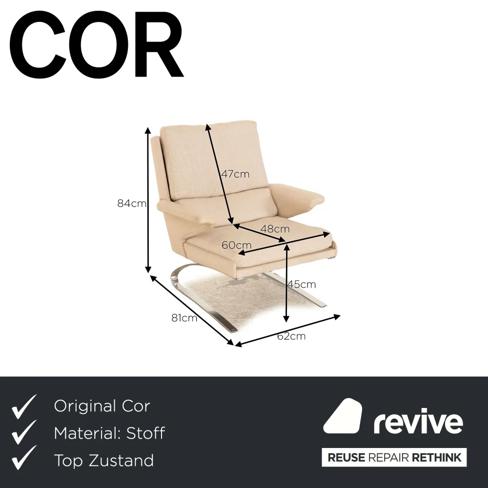 Cor Swing Stoff Sessel Creme