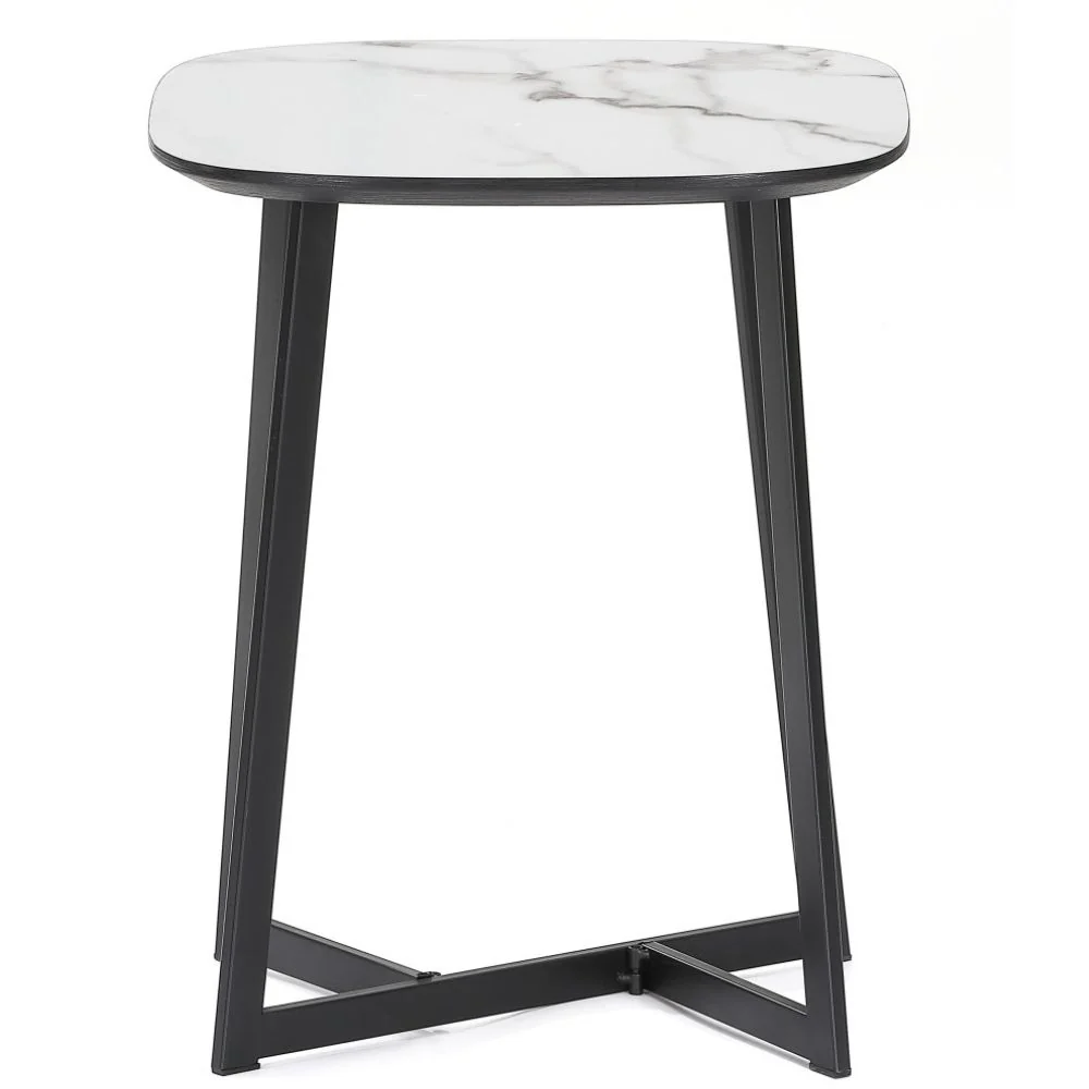 Design Beistelltisch TURIN 50cm Marmor-Optik weiss Pflanzsäule