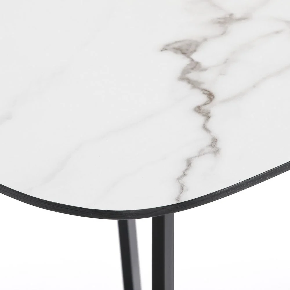 Design Beistelltisch TURIN 50cm Marmor-Optik weiss Pflanzsäule