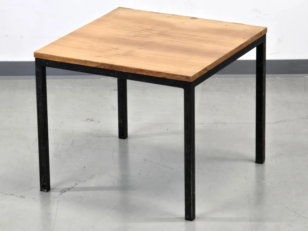 DESIGN BEISTELLTISCH Vintage 60er Jahre Industrie Loft Holz Metall Quadratisch