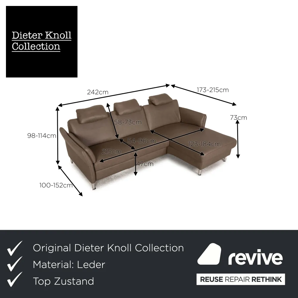 Dieter Knoll Collection Latina L Leder Sofa Beige Ecksofa Couch elektr. Funktion
