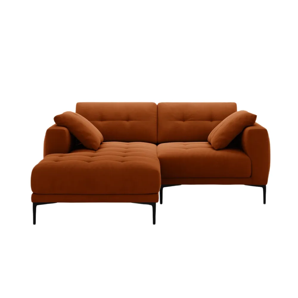 Ecksofa linksseitig aus Samt BEMY terrakotta
