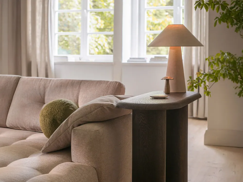 Ecksofa linksseitig aus Samt BEMY terrakotta
