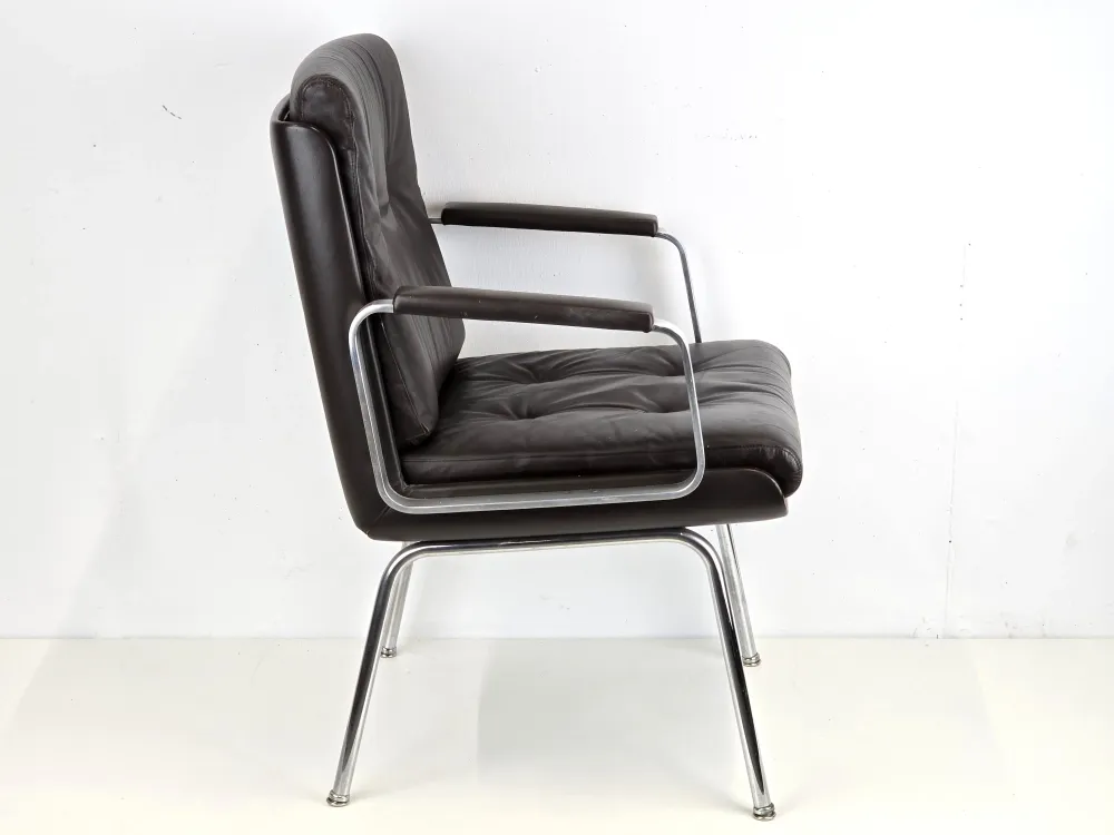 EGON EIERMANN SESSEL leder 1960er vintage stuhl tv chef Wilde + Spieth alu