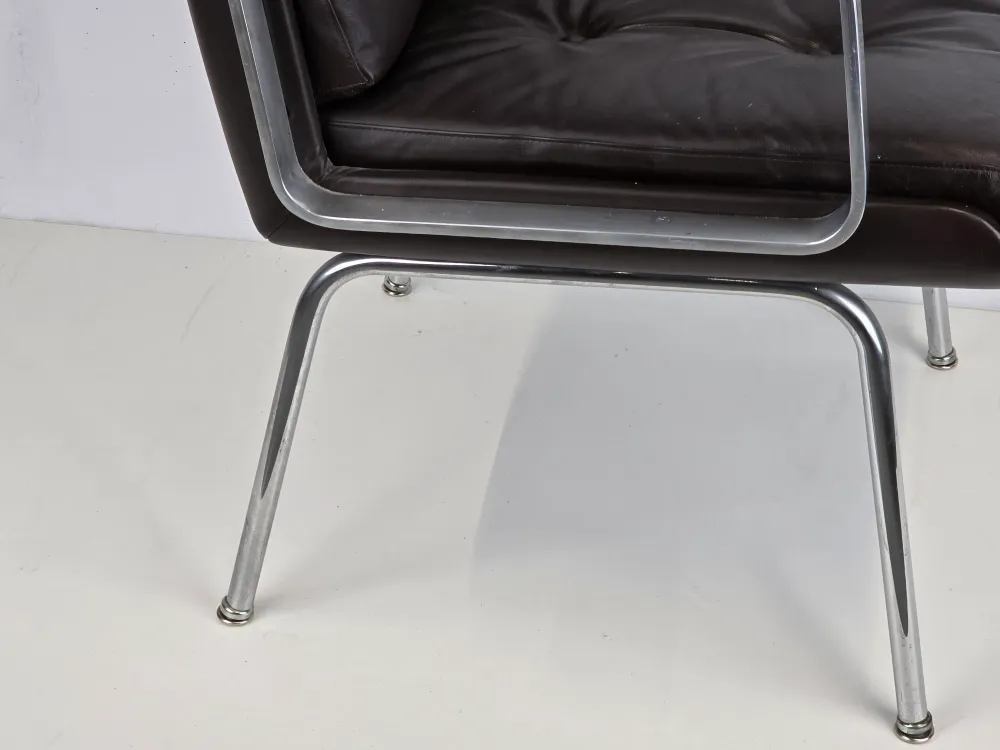 EGON EIERMANN SESSEL leder 1960er vintage stuhl tv chef Wilde + Spieth alu