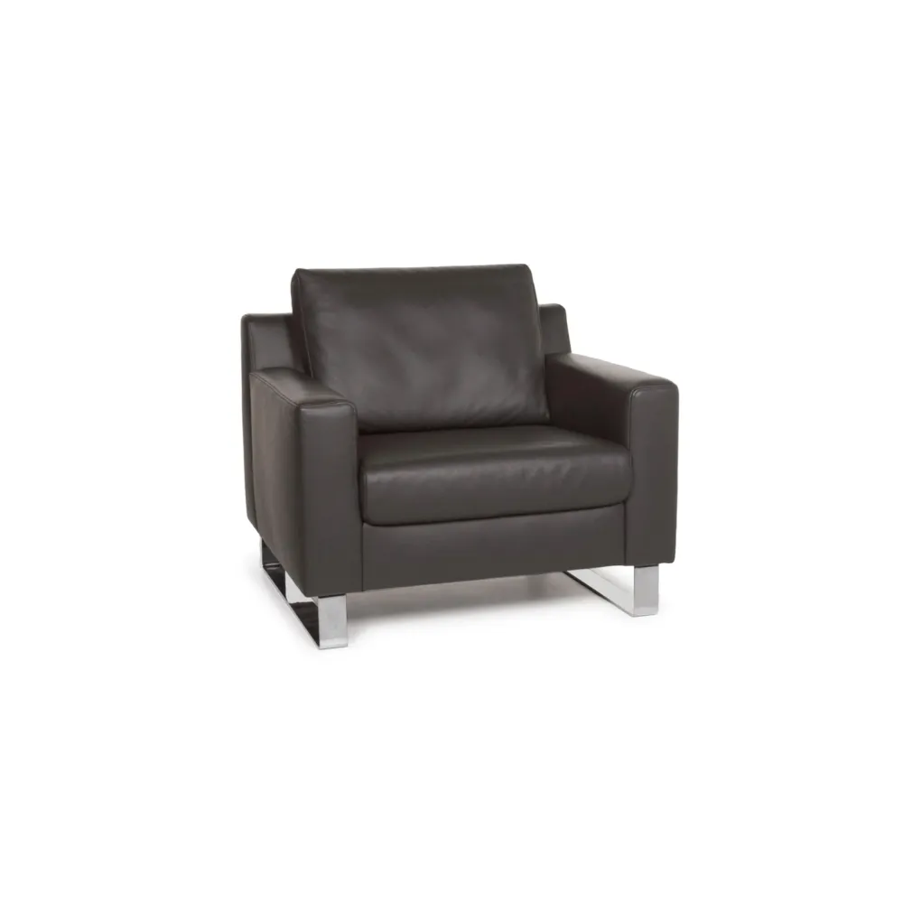 Ewald Schillig Leder Sessel Grau #13003
