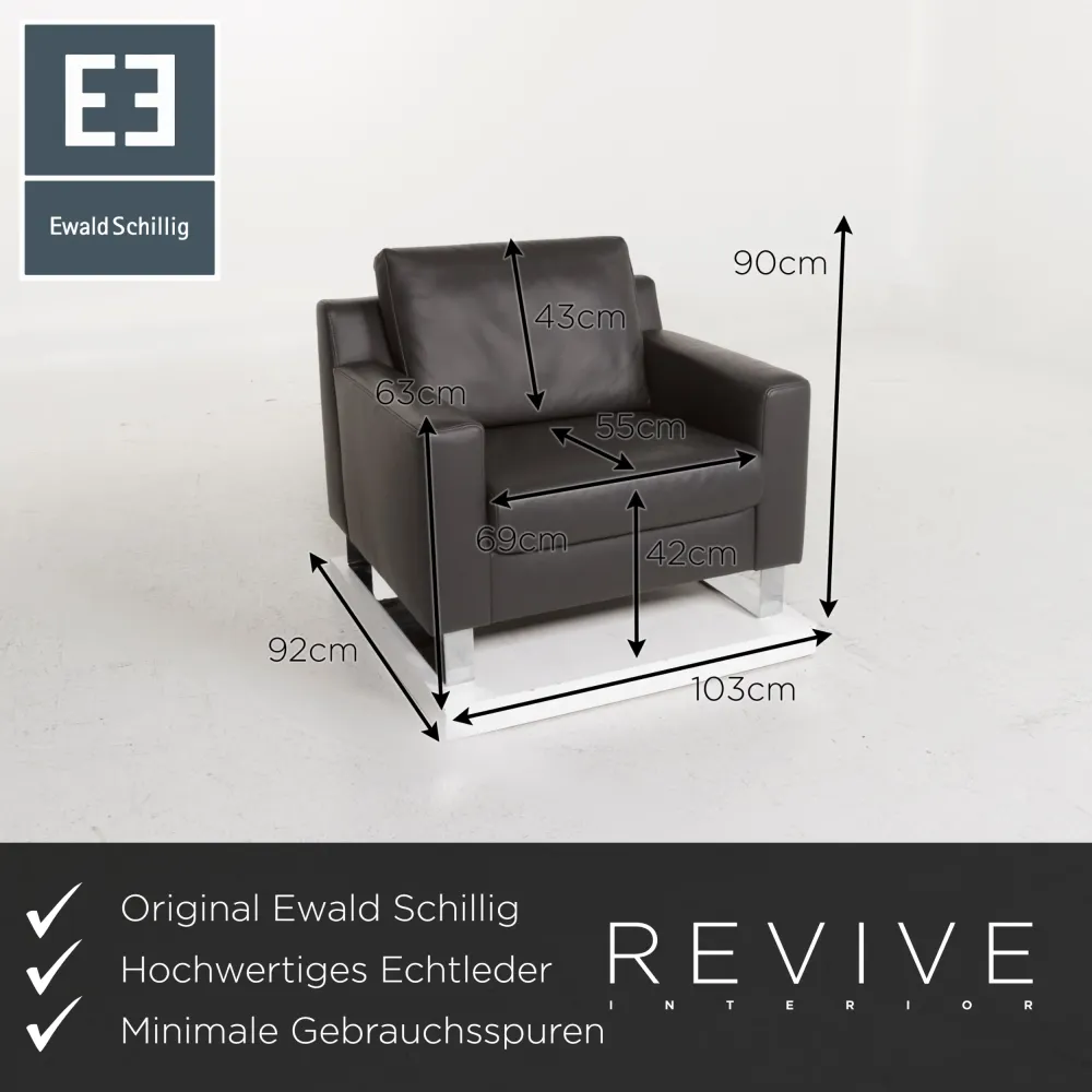 Ewald Schillig Leder Sessel Grau #13003