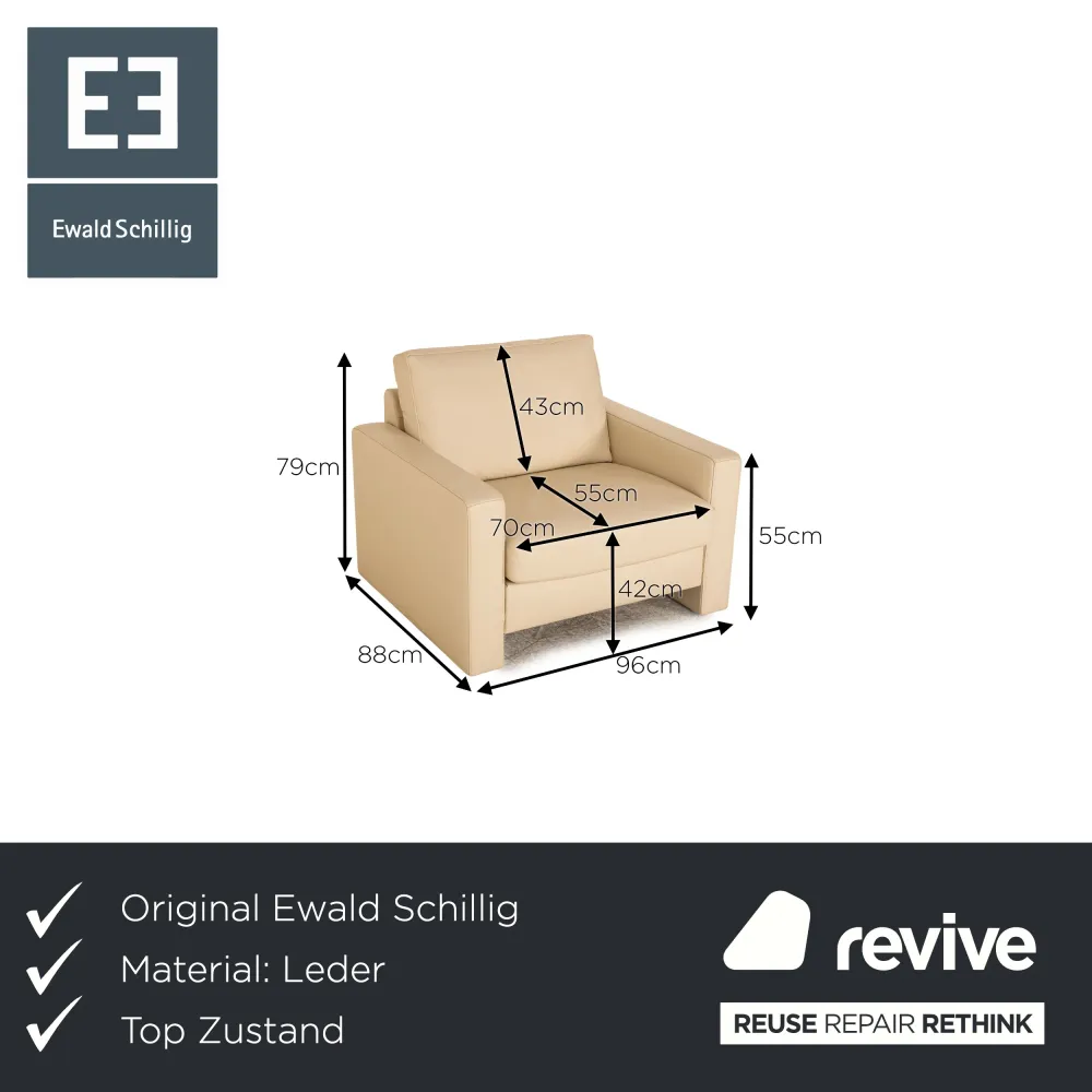Ewald Schillig Platinium Leder Sessel Creme