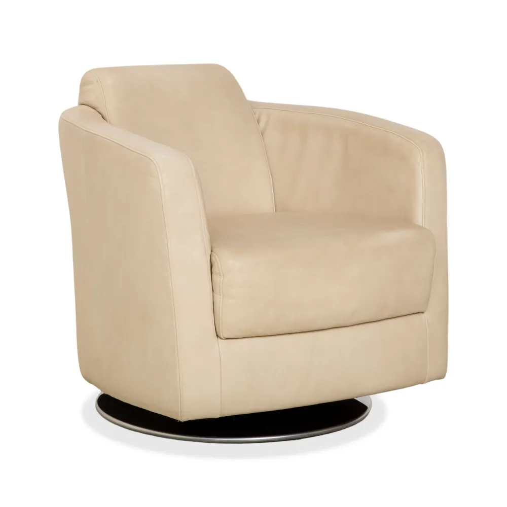 Ewald Schillig Sam Leder Sessel Creme Beige Drehfunktion