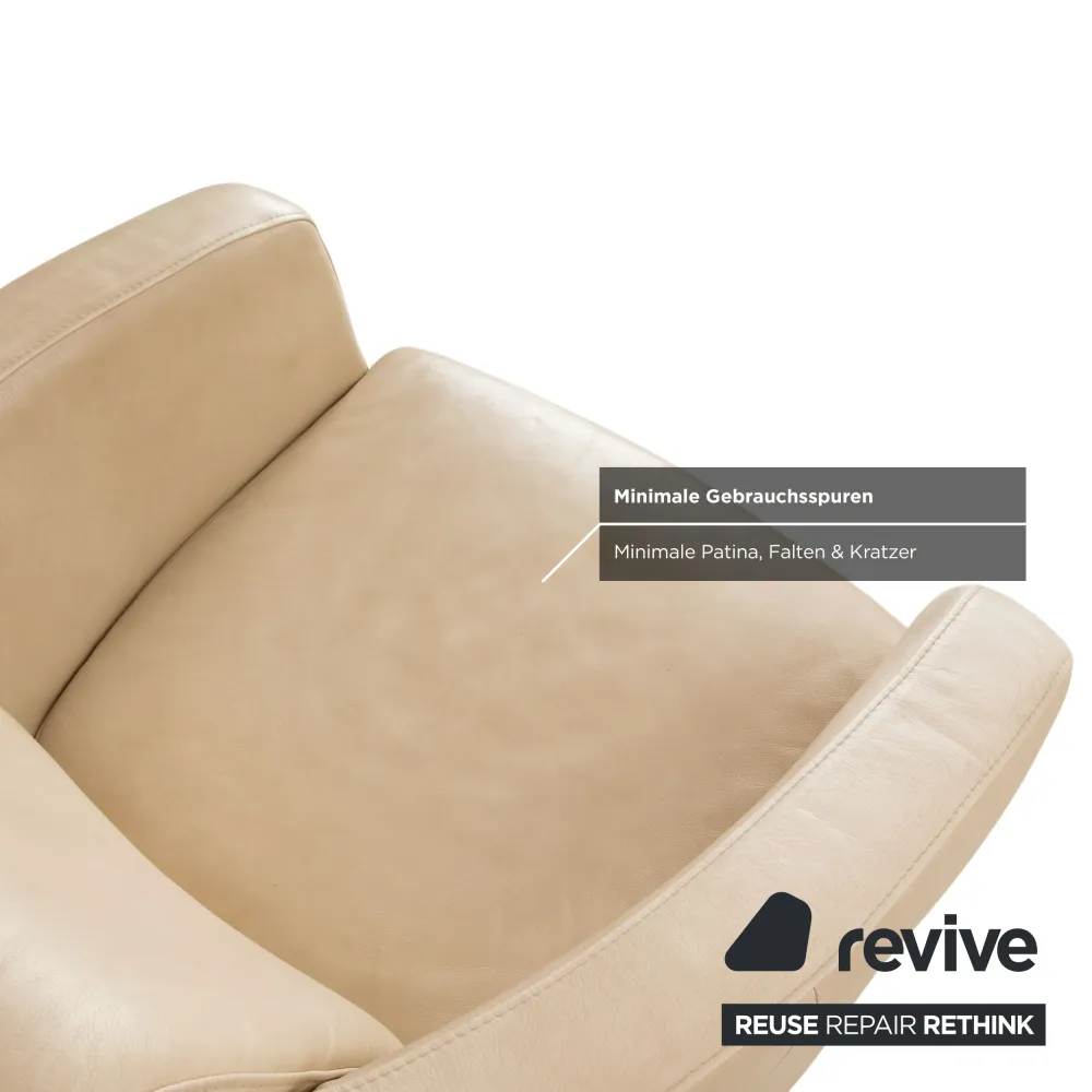 Ewald Schillig Sam Leder Sessel Creme Beige Drehfunktion