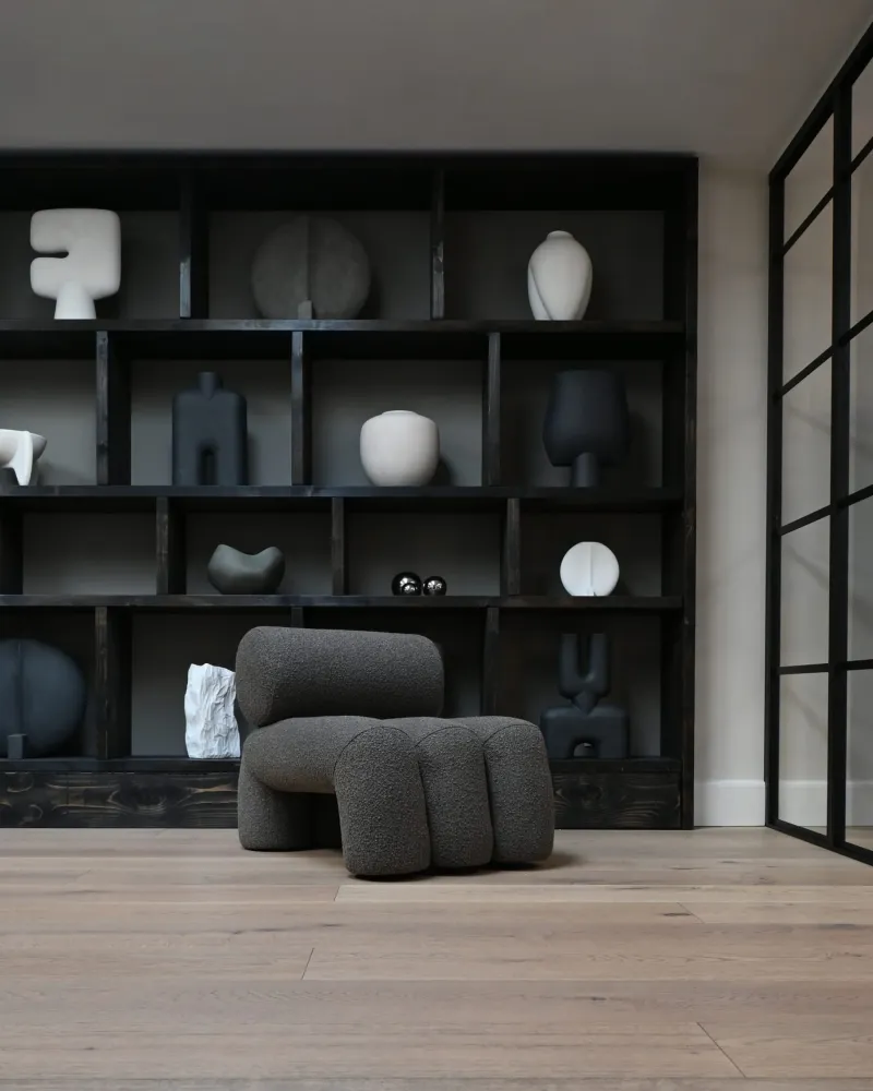 FOKU Sessel graubraun Bouclé