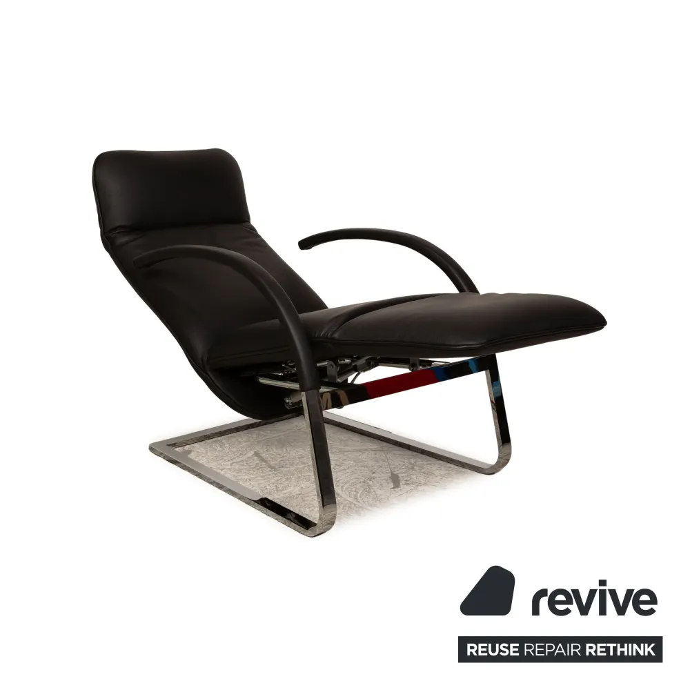Franz Fertig Leder Sessel Schwarz manuelle Relaxfunktion